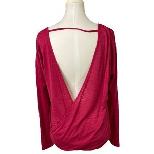 White House Black Market Red long sleeve lightweight backless Top size medium